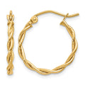 14k Polished 2.25mm Twisted Hoop Earrings, 14 x 2.25 mm