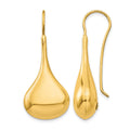 14k Polished Abstract Dangle Wire Earrings, 36 x 16 mm