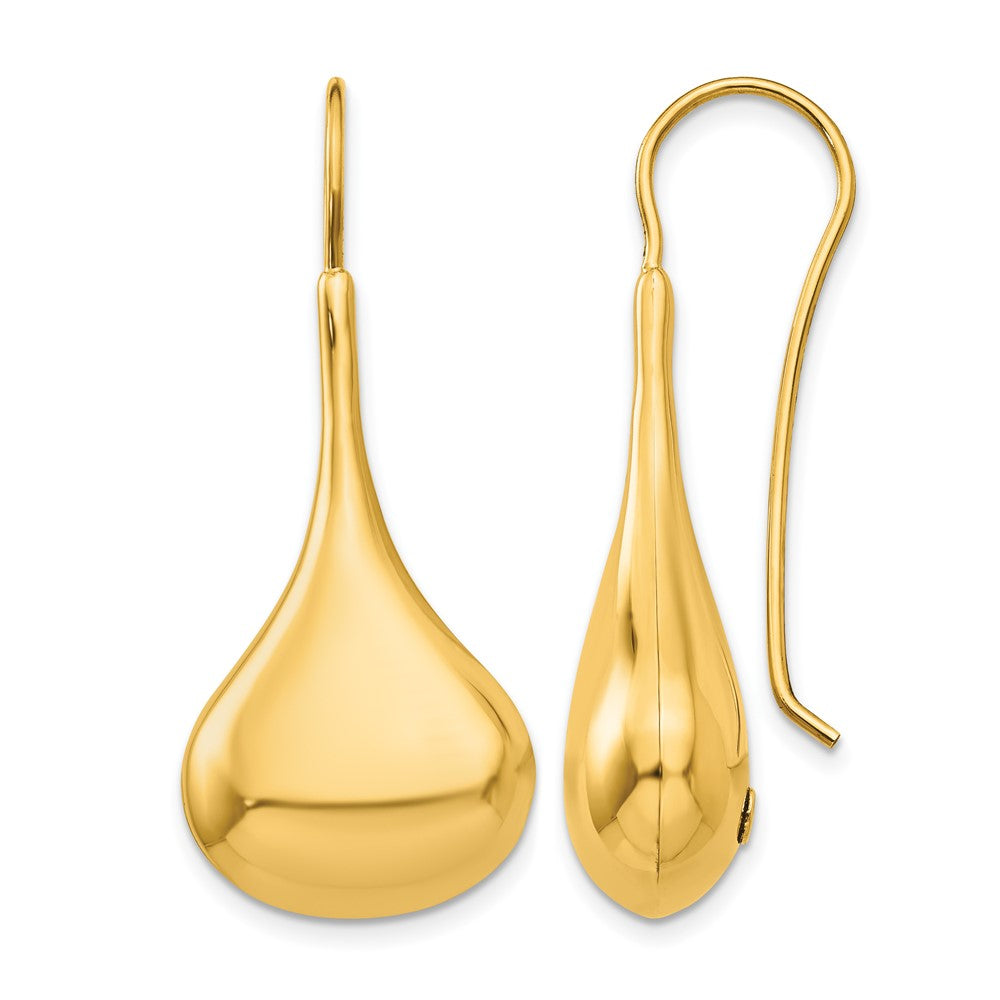 14k Polished Abstract Dangle Wire Earrings, 36 x 16 mm