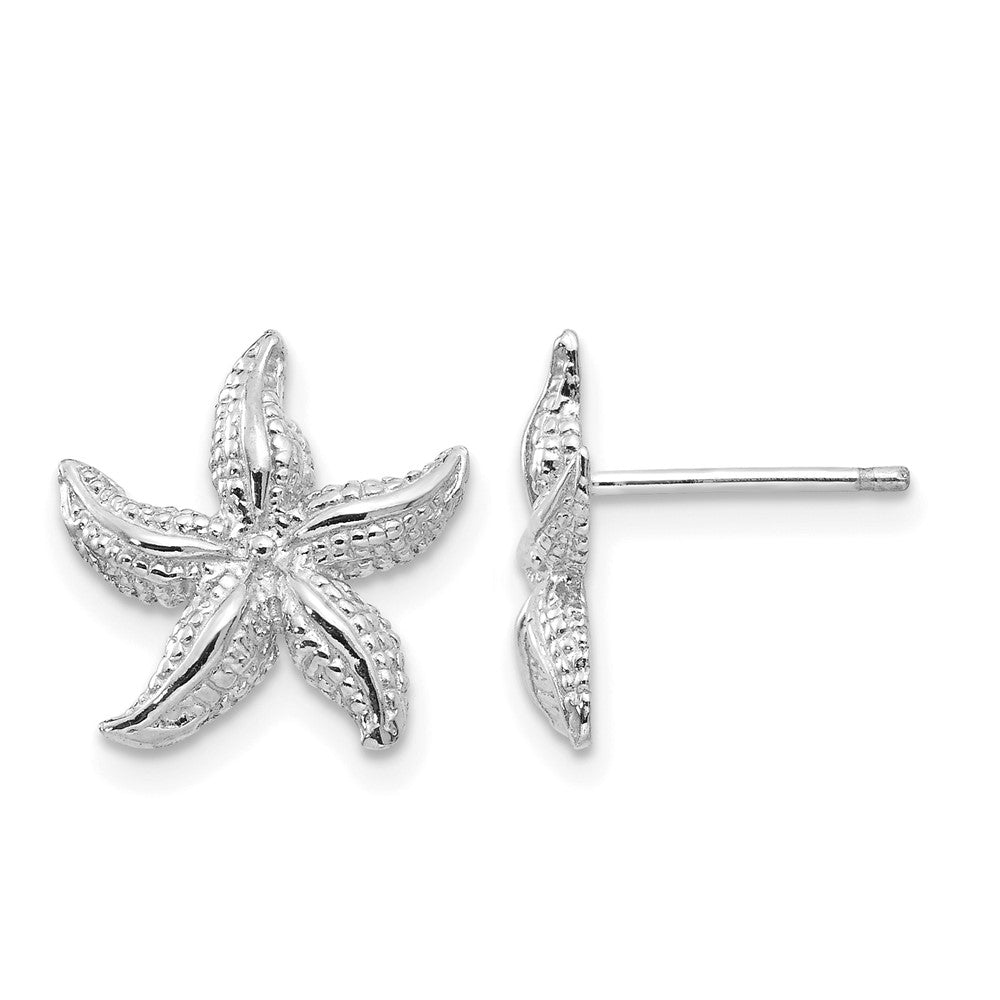14k White Gold  Starfish Earrings, 13 x 12 mm