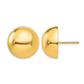 14k 16mm Polished Half Ball Post Earrings, 16 x 16 mm