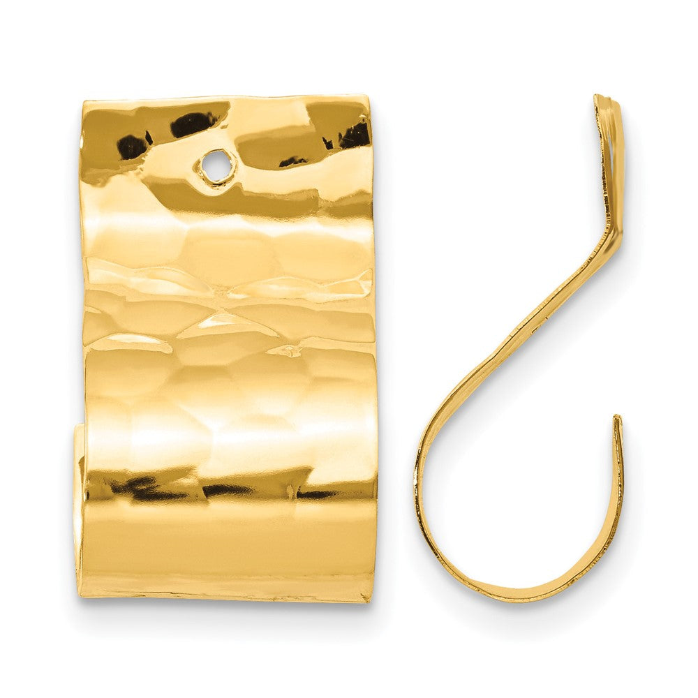 14k Polished Hammered J-Hoop Earring Jackets, 18 x 11 mm
