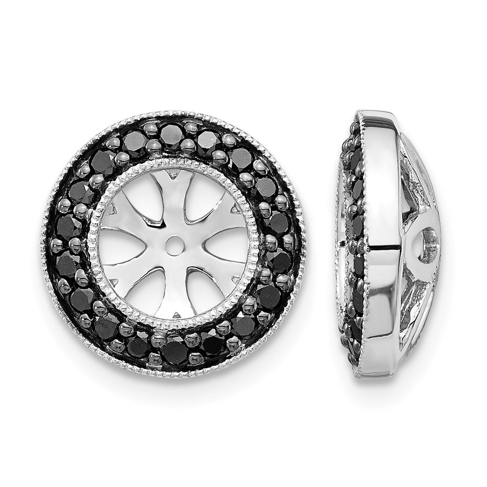 14k White Gold 1/3 carat Black Diamond Circle Earring Jackets, 0.36 ct, 12 x 12 mm