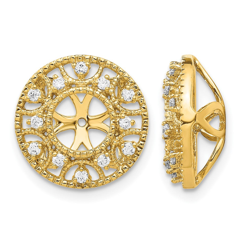 14k 1/4 carat Diamond Fancy Circle Earring Jackets, 0.24 ct, 13 x 13 mm, 2.85 g