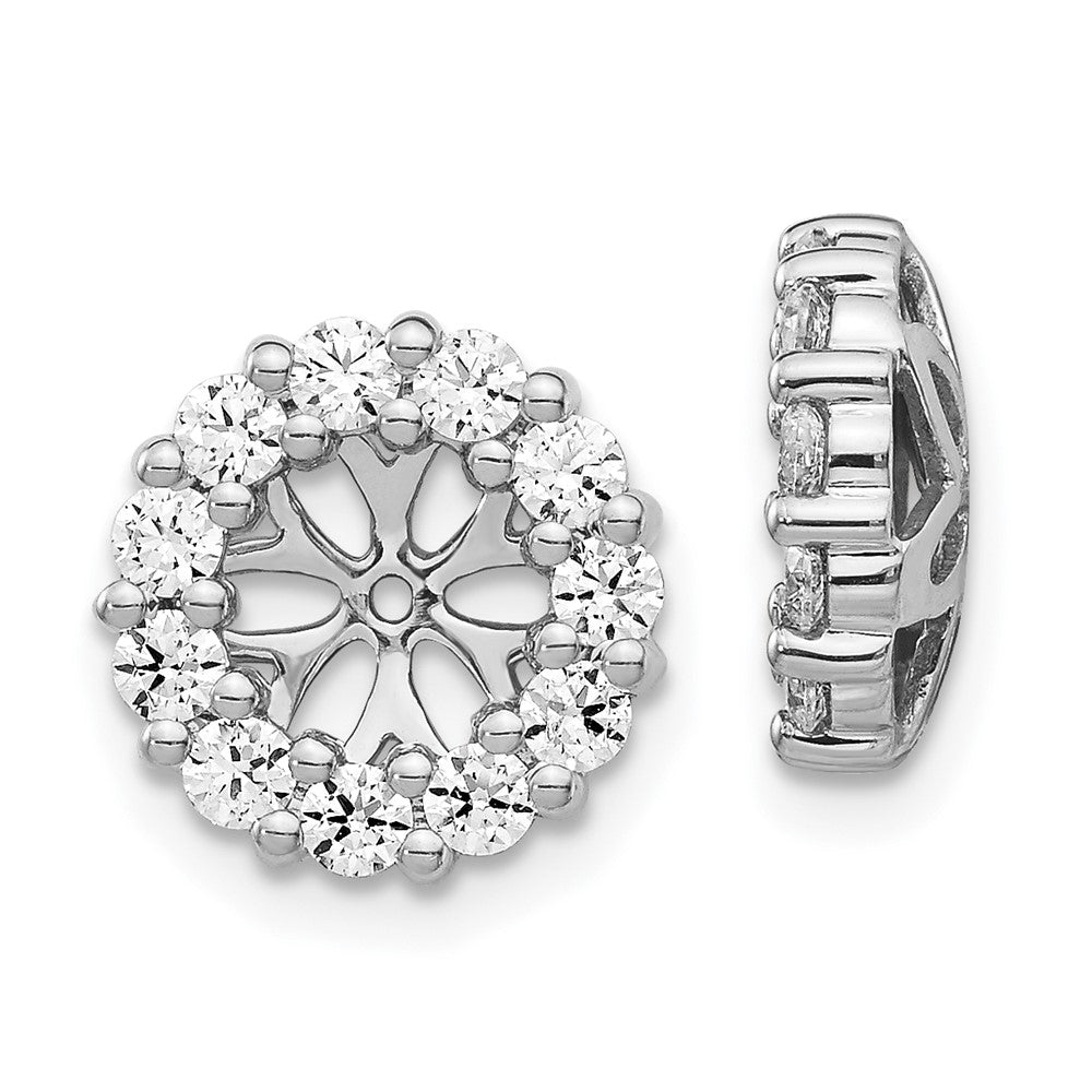 14k White Gold 1 carat Diamond Circle Earring Jackets, 0.99 ct, 11 x 11 mm