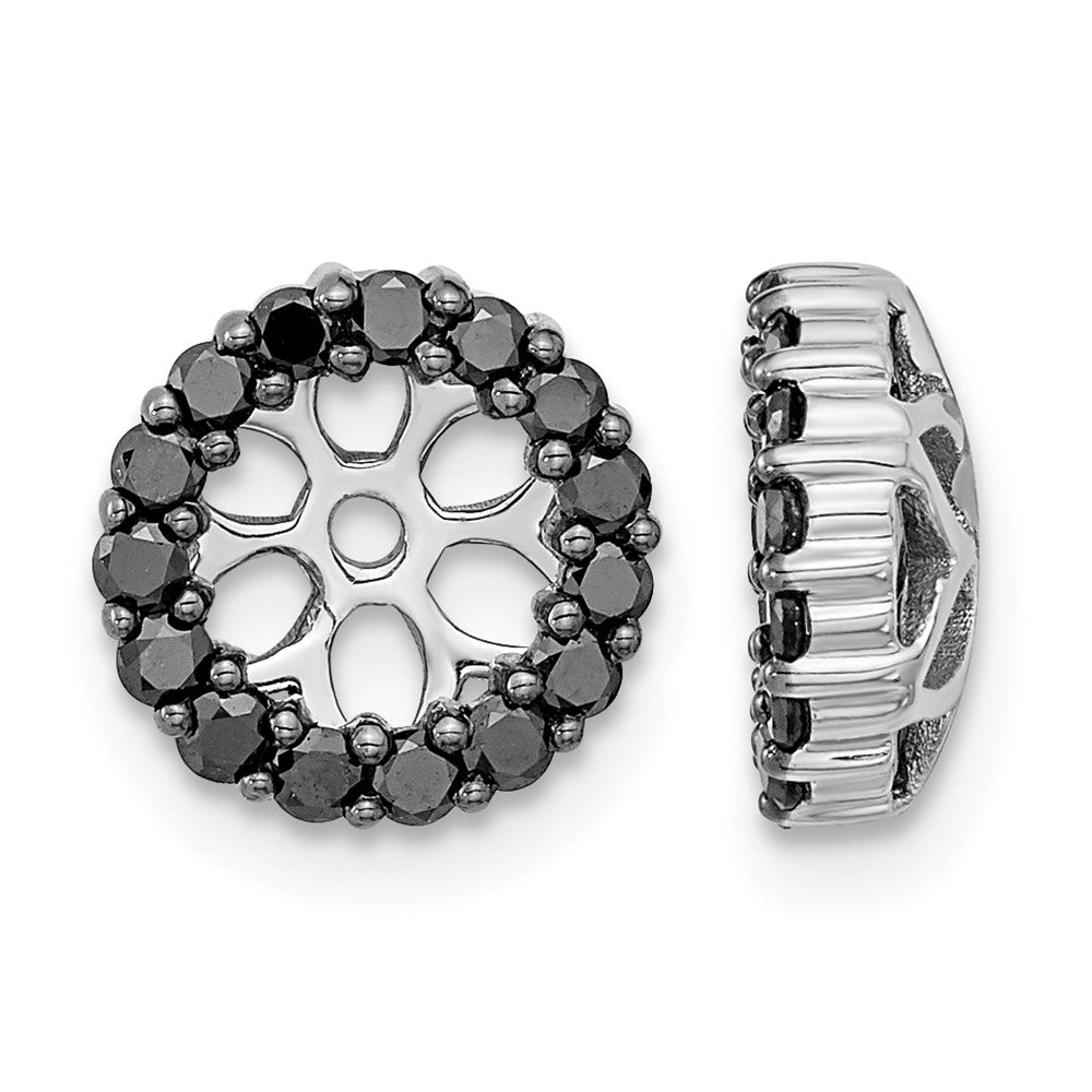 14k White Gold 1/2 carat Black Diamond Circle Earring Jackets, 0.48 ct, 10 x 10 mm