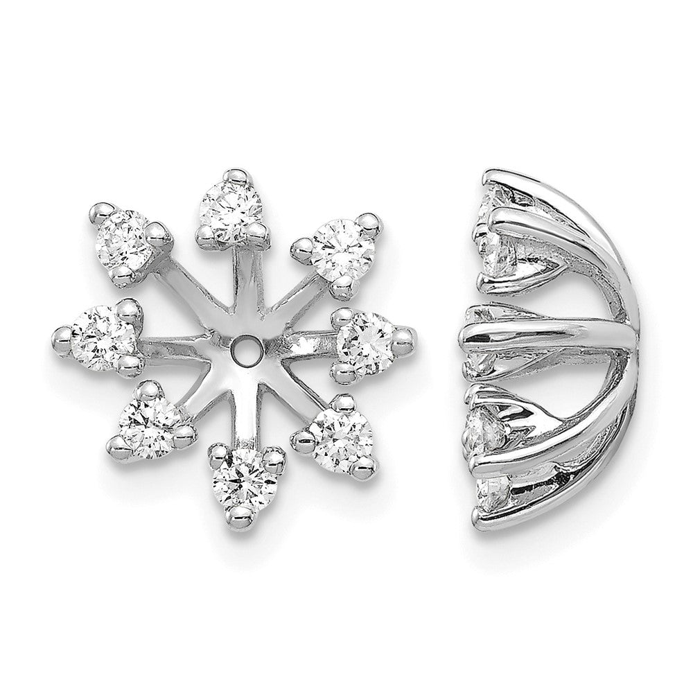 14k White Gold 1/2 carat AA Diamond Fancy Earring Jackets, 0.56 ct, 12 x 12 mm