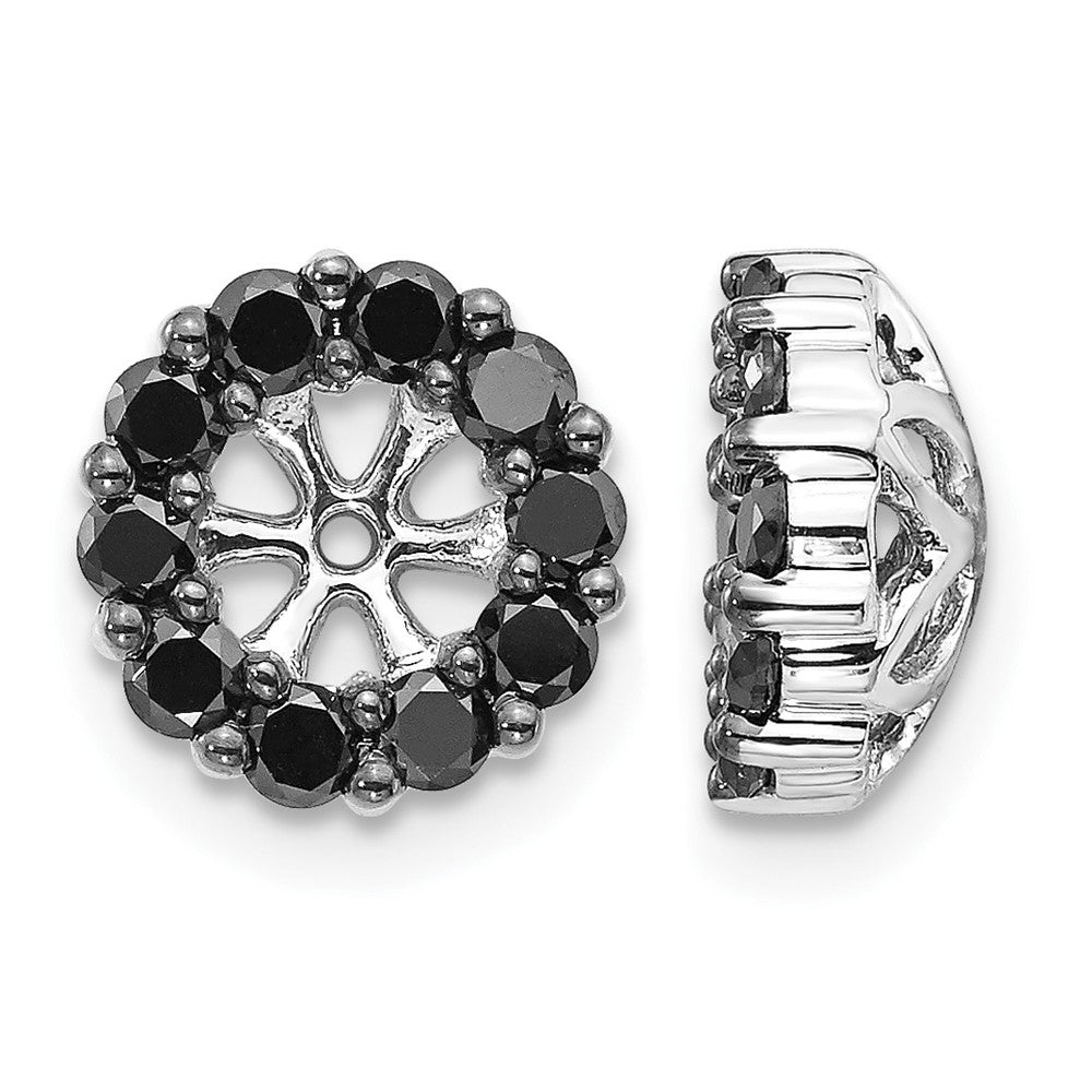 14k White Gold 5/8 carat Black Diamond Circle Earring Jackets, 0.606 ct, 9 x 9 mm