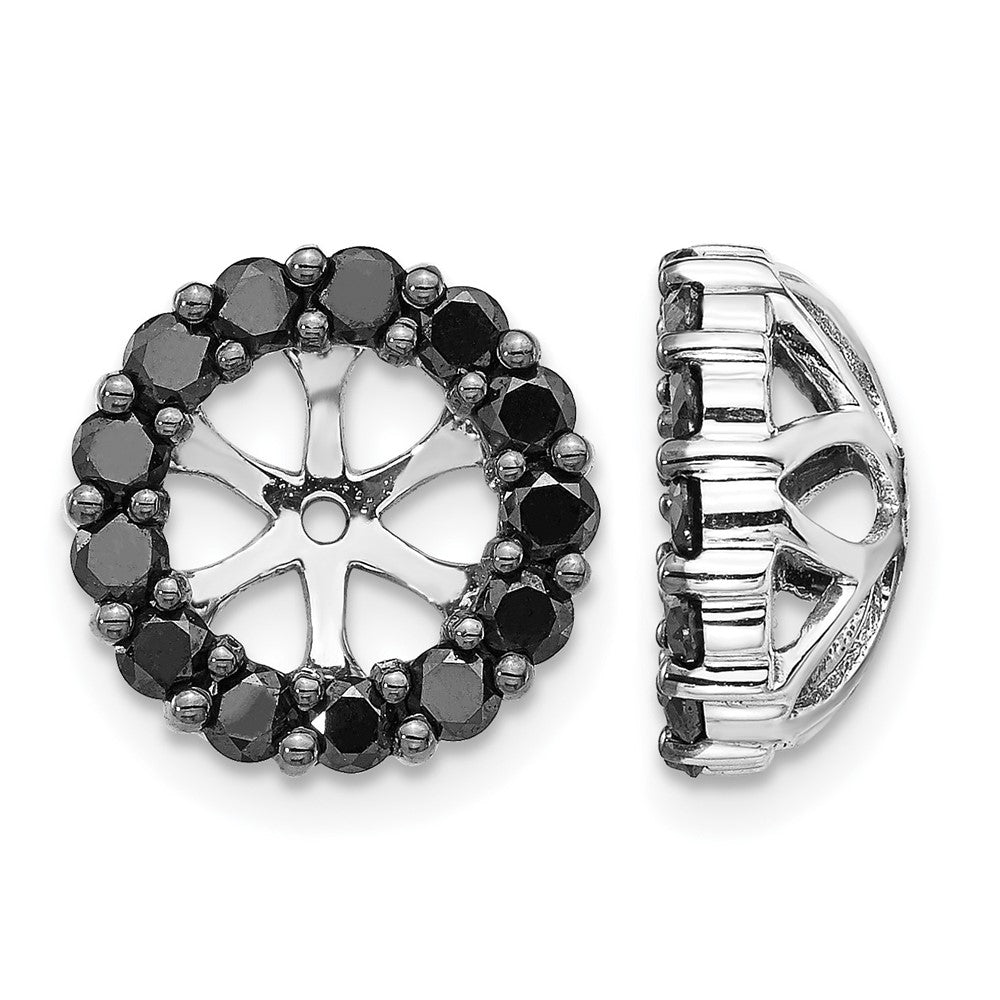14k White Gold 1 carat Black Diamond Circle Earring Jackets, 1.04 ct, 11 x 11 mm