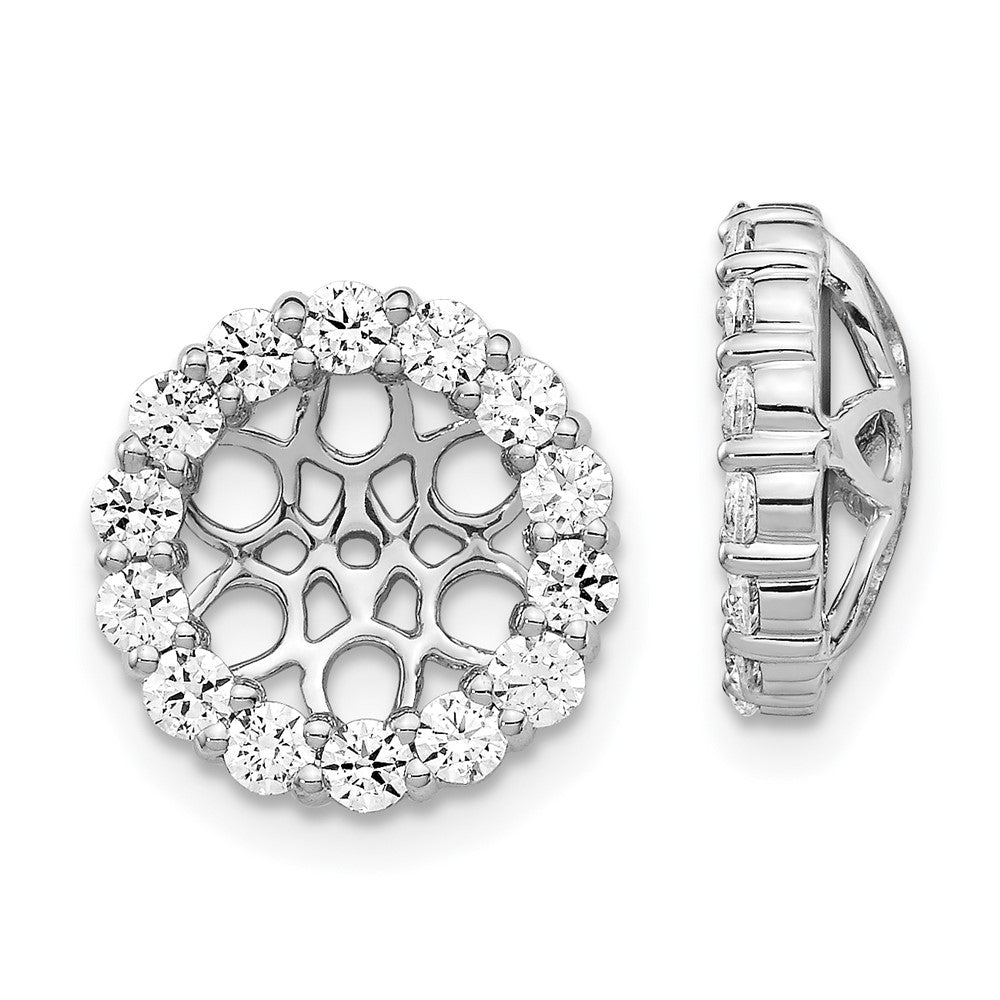 14k White Gold 1 carat Diamond Circle Earring Jackets, 0.972 ct, 12 x 12 mm