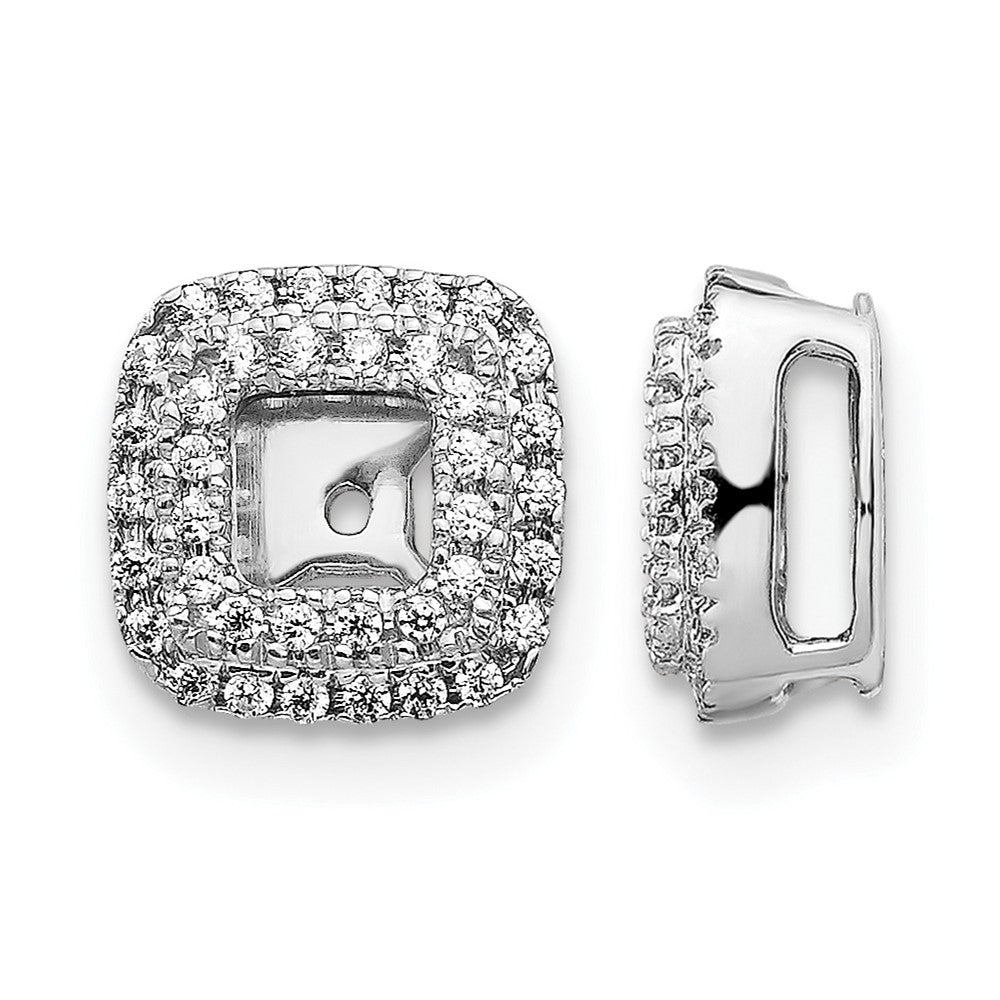 14k White Gold 1/4 carat Diamond Square Earring Jackets, 0.228 ct, 8 x 8 mm