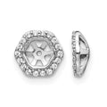 14k White Gold Hexagon 1/6 carat Diamond Earring Jackets, 0.144 ct, 8 x 8 mm