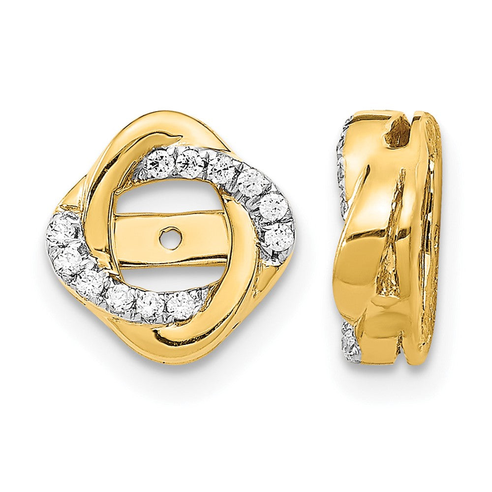 14k 1/8 carat Diamond Twisted Earring Jackets, 0.12 ct, 10 x 10 mm