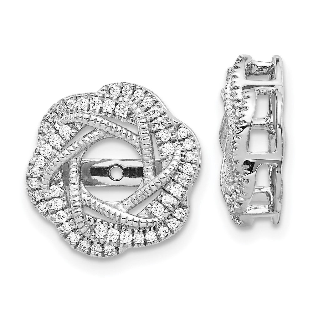 14k White Gold 1/3 carat Diamond Twist Earring Jackets, 0.328 ct, 14 x 14 mm