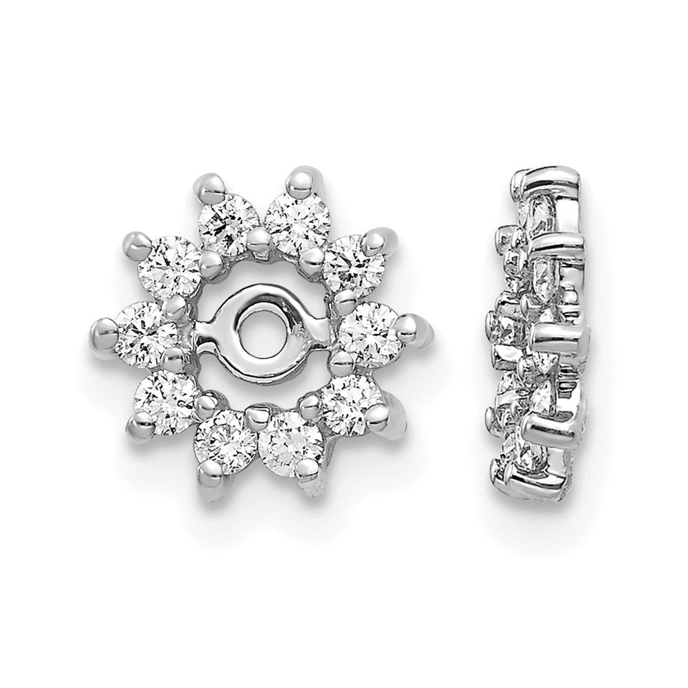 14k White Gold 3/8 carat AA Diamond Fancy Earring Jackets, 0.3 ct, 9 x 9 mm