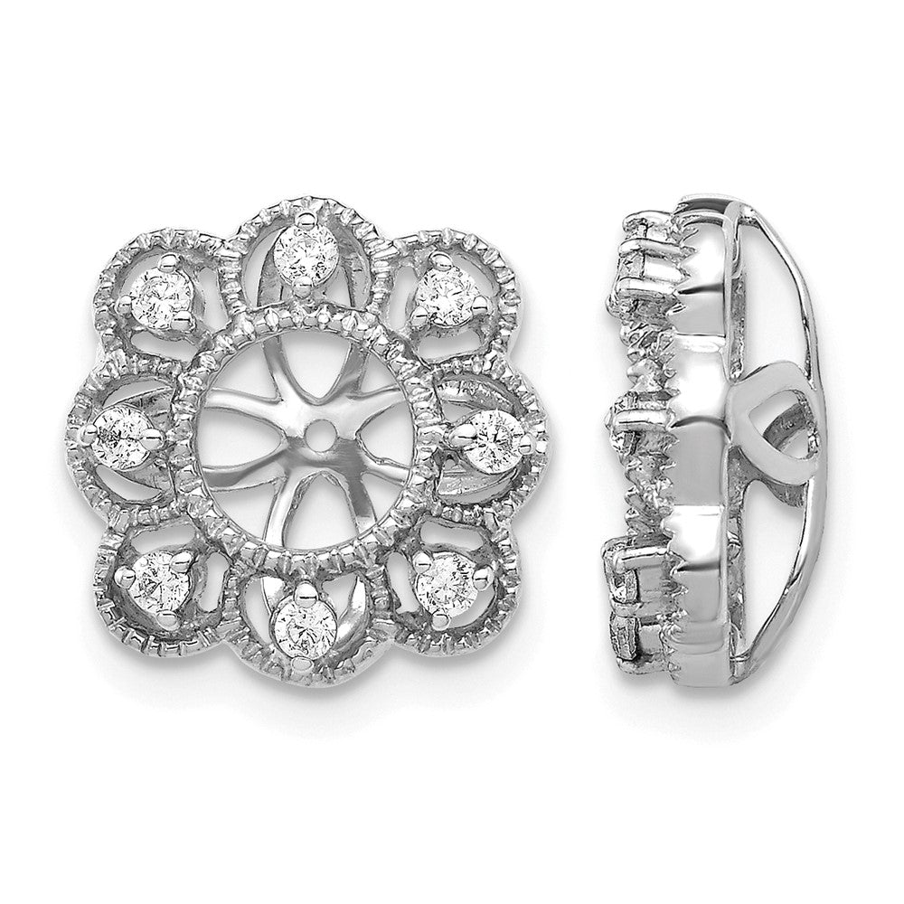 14k White Gold 1/4 carat Lab Grown Diamond VS/SI+ G+ with 4.4 mm Earring Jacket, 0.24 ct, 10 x 10 mm