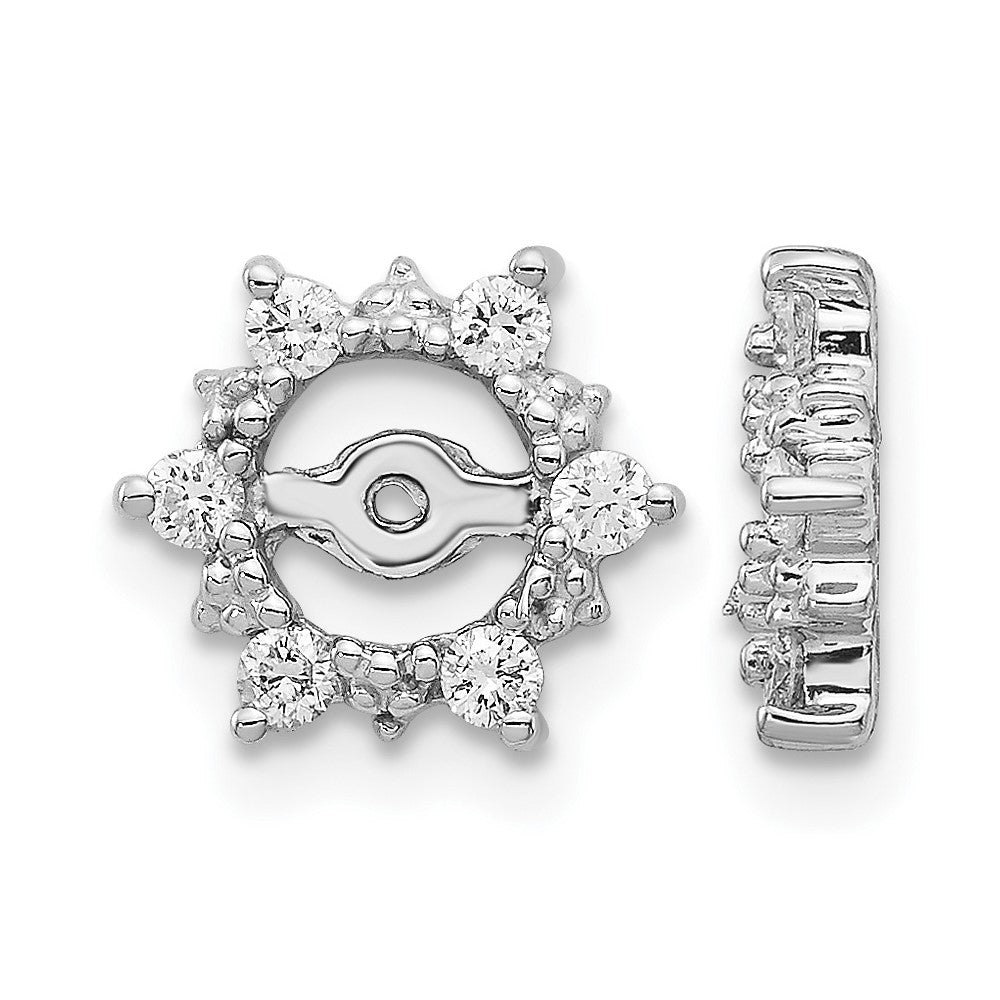 14k White Gold 1/4 carat AA Diamond Fancy Earring Jackets, 0.24 ct, 9 x 9 mm