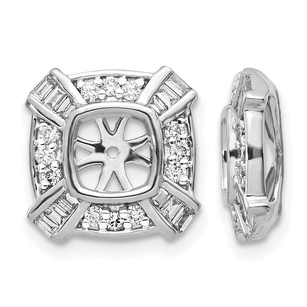 14k White Gold 1/2 carat Diamond Fancy Square Earring Jackets, 0.502 ct, 12 x 12 mm