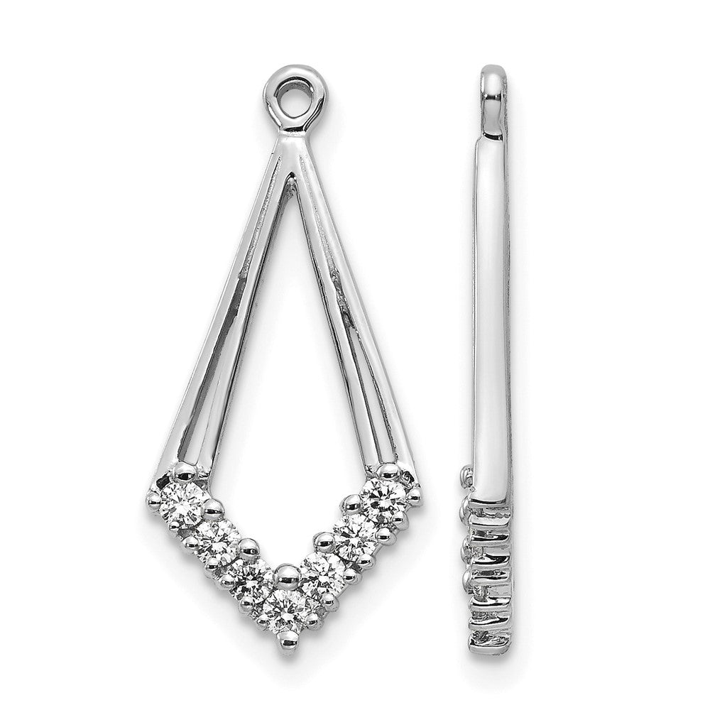 14k White Gold 1/4 carat AA Diamond Kite-Shaped Earring Jackets, 0.28 ct, 21 x 10 mm
