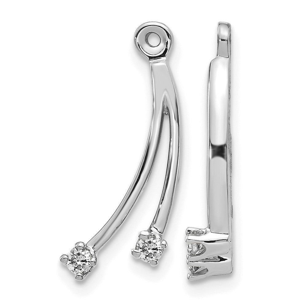 14k White Gold 2-Stone Dangle 1/8 carat AA Diamond Earring Jackets, 0.14 ct, 20 x 9 mm