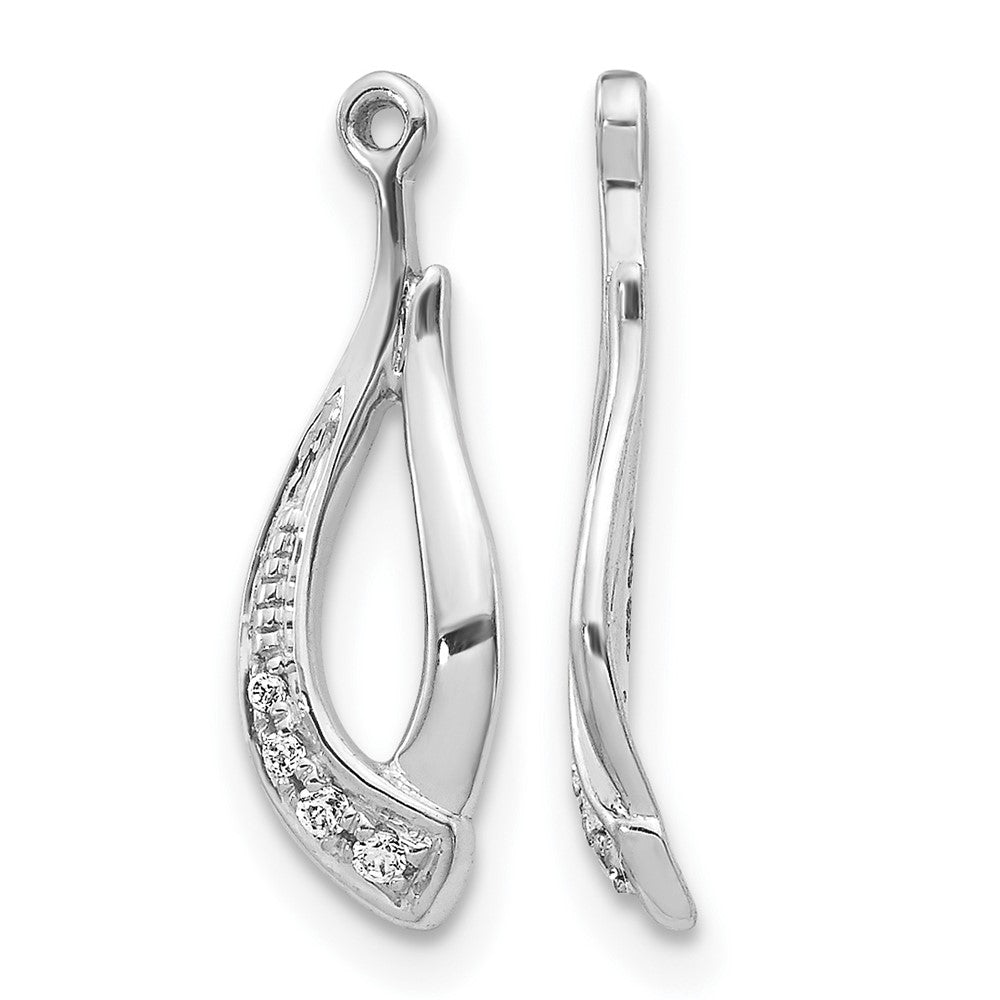 14k White Gold Twisted Teardrop 1/20 carat Diamond Earring Jackets, 0.038 ct, 18 x 6 mm