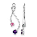 14k White Gold Diamond/Amethyst/Pink Tourmaline Dangle Earring Jackets, 0.364 ct, 24 x 8 mm