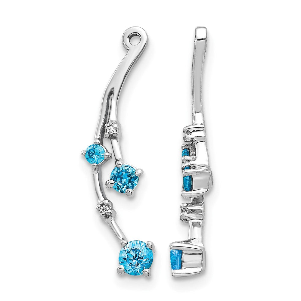 14k White Gold Diamond and Blue Topaz Dangle Earring Jackets, 0.497 ct, 23 x 8 mm