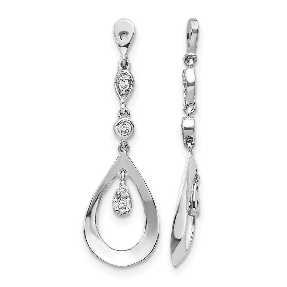 14k White Gold 1/8 carat Diamond Teardrop Dangle Earring Jackets, 0.12 ct, 29 x 8 mm