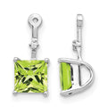 14k White Gold Diamond and 5mm Square Peridot Earring Jackets, 0.012 ct, 13 x 6 mm