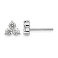 True Origin 14K White Gold 3/4 carat Lab Grown Diamond VS+ F+ Complete Three Stone Post Stud Earrings, 0.75 ct, 14 x 6.8 mm
