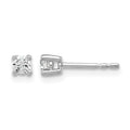 14k White Gold 1/5 carat Certified Lab Grown Diamond VS/SI+ G+ Round Complete Four Prong Heavyweight Stud Earrings, 0.2 ct, 3 x 3 mm