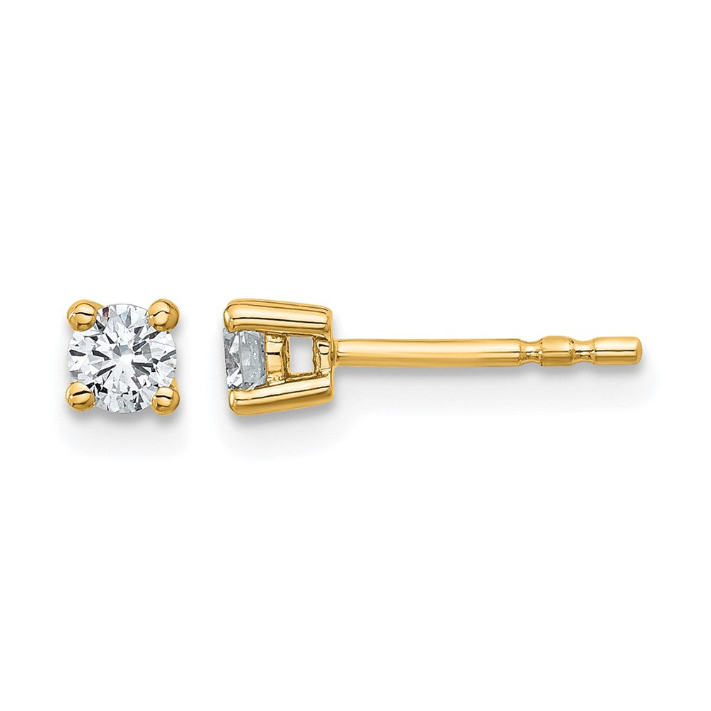 14k 1/4 carat Certified Lab Grown Diamond VS/SI+ G+ Round Complete Four Prong Heavyweight Stud Earrings, 0.26 ct, 3.2 x 3.2 mm