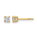 14k 1/3 carat Certified Lab Grown Diamond VS/SI+ G+ Round Complete Four Prong Heavyweight Stud Earrings, 0.32 ct, 3.5 x 3.5 mm