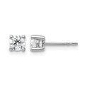 14k White Gold 1/2 carat Certified Lab Grown Diamond VS/SI+ G+ Round Complete Four Prong Heavyweight Stud Earrings, 0.54 ct, 4 x 4 mm