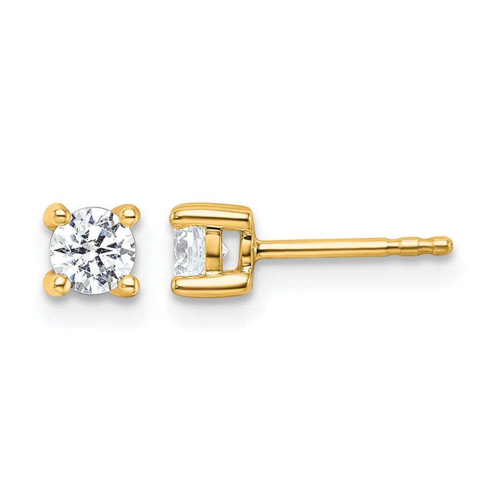 14k 1/2 carat Certified Lab Grown Diamond VS+ F+ Round Complete Four Prong Heavyweight Stud Earrings, 0.54 ct, 4 x 4 mm