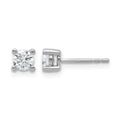 14k White Gold 5/8 carat Certified Lab Grown Diamond VS+ F+ Round Complete Four Prong Heavyweight Stud Earrings, 0.7 ct, 4.4 x 4.4 mm