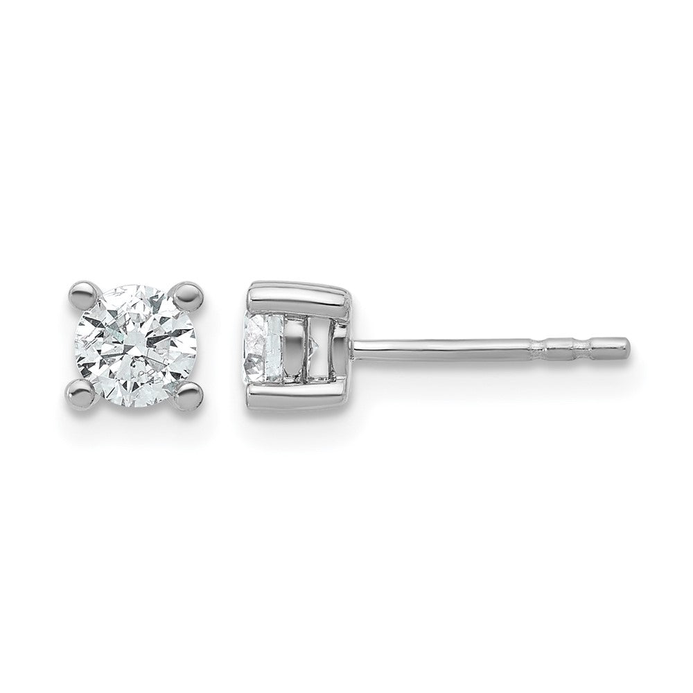 14k White Gold 5/8 carat Certified Lab Grown Diamond VS+ F+ Round Complete Four Prong Heavyweight Stud Earrings, 0.7 ct, 4.4 x 4.4 mm
