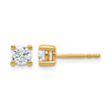 14k 5/8 carat Certified Lab Grown Diamond VS/SI+ G+ Round Complete Four Prong Heavyweight Stud Earrings, 0.7 ct, 4.4 x 4.4 mm