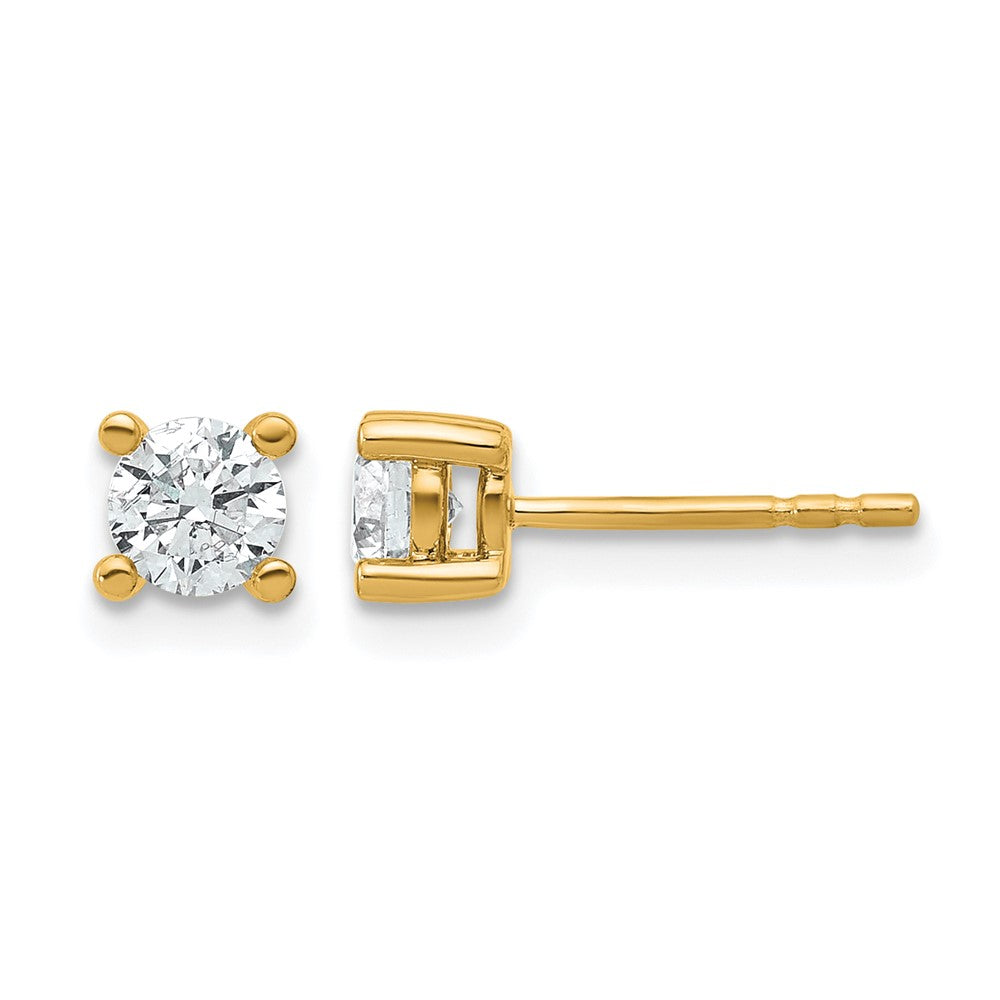 14k 5/8 carat Certified Lab Grown Diamond VS/SI+ G+ Round Complete Four Prong Heavyweight Stud Earrings, 0.7 ct, 4.4 x 4.4 mm