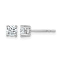 14k White Gold 3/4 carat Certified Lab Grown Diamond VS+ F+ Round Complete Four Prong Heavyweight Stud Earrings, 0.72 ct, 4.5 x 4.5 mm