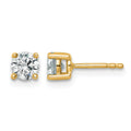 14k 3/4 carat Certified Lab Grown Diamond VS/SI+ G+ Round Complete Four Prong Heavyweight Stud Earrings, 0.72 ct, 4.5 x 4.5 mm