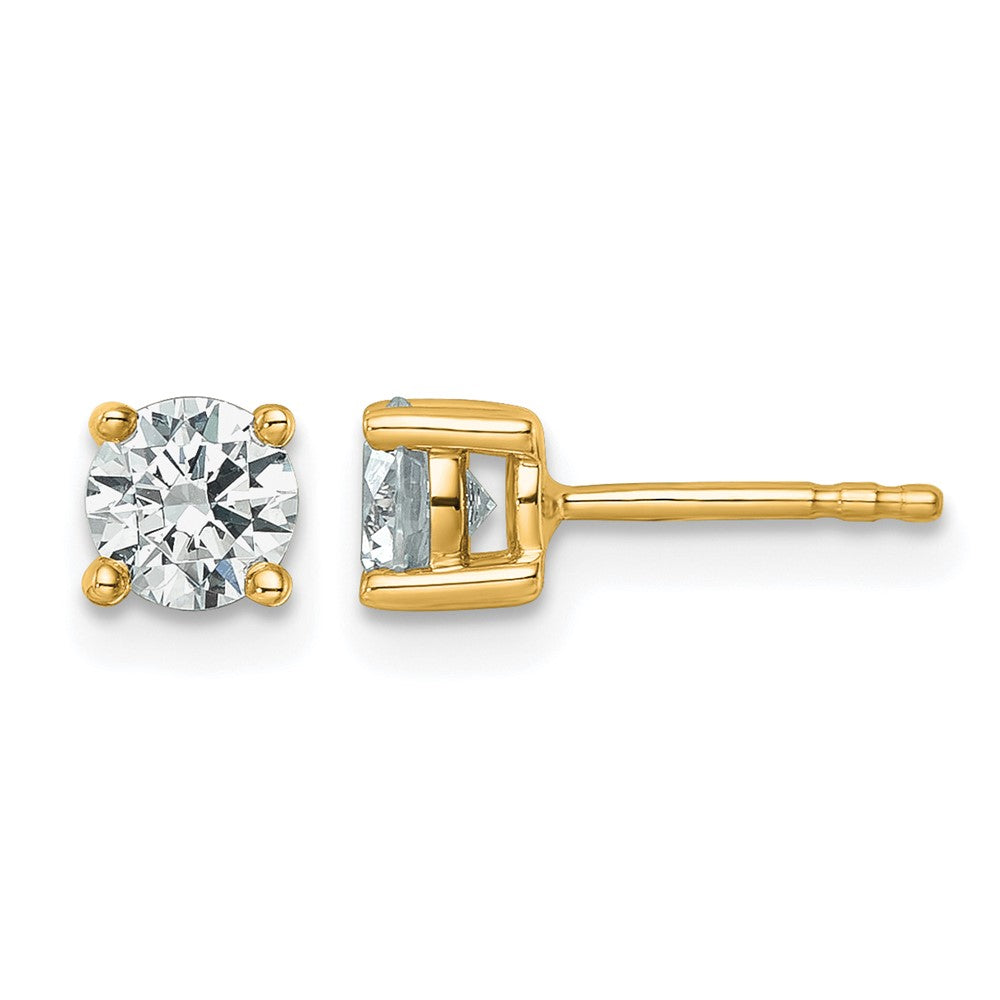 14k 3/4 carat Certified Lab Grown Diamond VS/SI+ G+ Round Complete Four Prong Heavyweight Stud Earrings, 0.72 ct, 4.5 x 4.5 mm