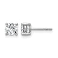 14k White Gold 1 carat Certified Lab Grown Diamond VS+ F+ Round Complete Four Prong Heavyweight Stud Earrings, 1.02 ct, 5 x 5 mm