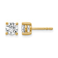 14k 1 carat Certified Lab Grown Diamond VS/SI+ G+ Round Complete Four Prong Heavyweight Stud Earrings, 1.02 ct, 5 x 5 mm