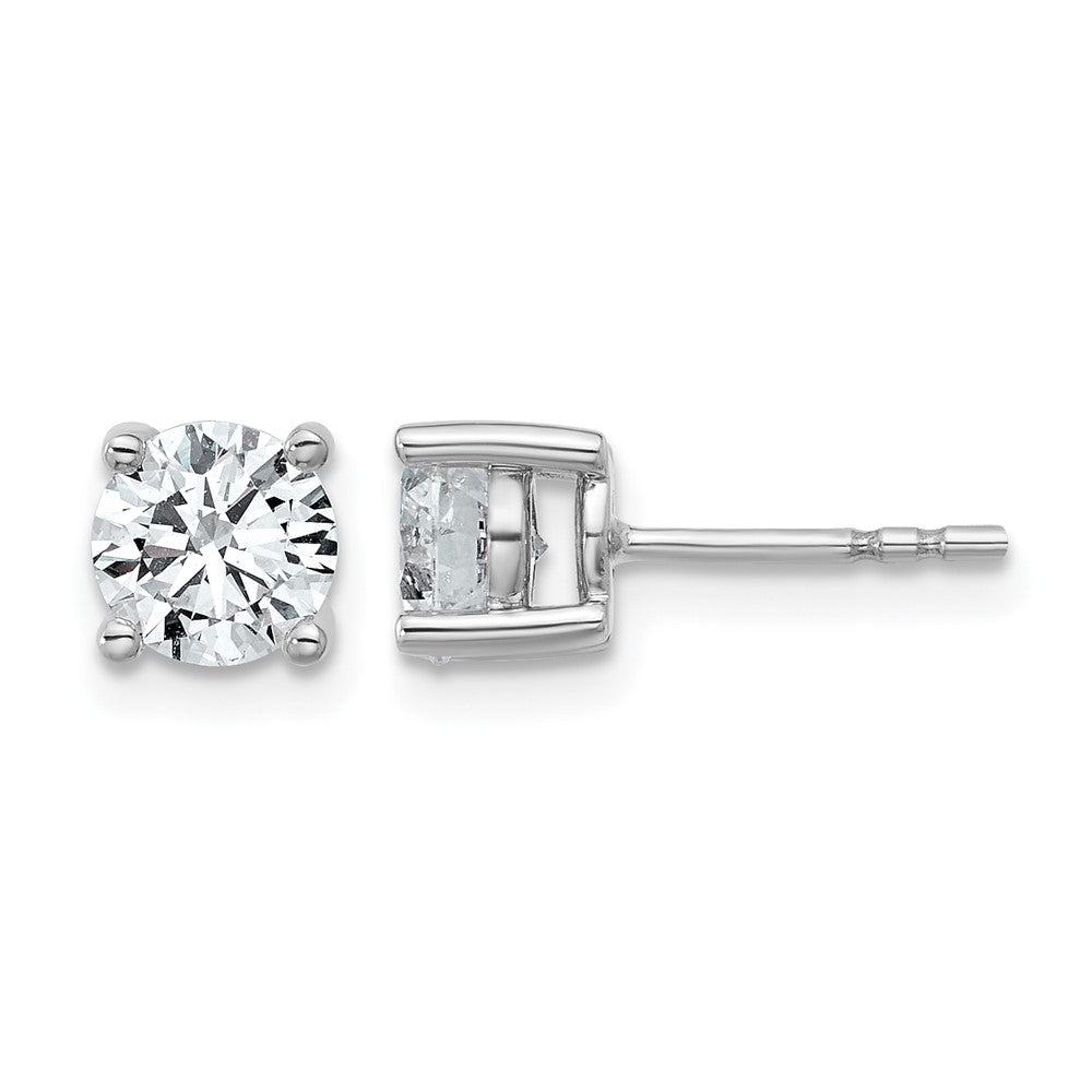 14k White Gold 1 1/2 carat Certified Lab Grown Diamond VS/SI+ G+ Round Complete Four Prong Heavyweight Stud Earrings, 1.5 ct, 5.8 x 5.8 mm