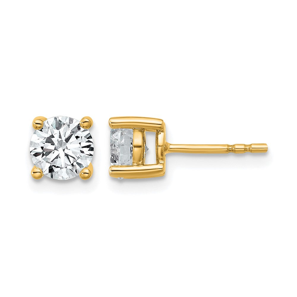 14k 1 1/2 carat Certified Lab Grown Diamond VS/SI+ G+ Round Complete Four Prong Heavyweight Stud Earrings, 1.5 ct, 5.8 x 5.8 mm