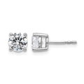 14k White Gold 2 carat Certified Lab Grown Diamond VS/SI+ G+ Round Complete Four Prong Heavyweight Stud Earrings, 6.5 x 6.5 mm