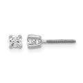 14k White Gold 1/5 carat Certified Lab Grown Diamond VS+ F+ Round Complete Four Prong Screwback Heavyweight Stud Earrings, 0.2 ct, 3 x 3 mm