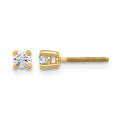 14k 1/5 carat Certified Lab Grown Diamond VS+ F+ Round Complete Four Prong Screwback Heavyweight Stud Earrings, 0.2 ct, 3 x 3 mm