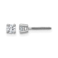 14k White Gold 1/4 carat Certified Lab Grown Diamond VS/SI+ G+ Round Complete Four Prong Screwback Heavyweight Stud Earrings, 0.26 ct, 3.2 x 3.2 mm
